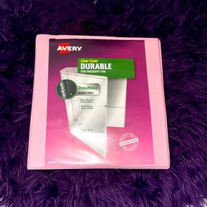 Pink Binder - Clear Cover - Durable, Great for School